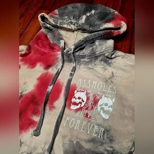 Assholes*s Live Forever Size 2XL XXL Pullover Jacket Hoodie Tie Dye Cotton C1